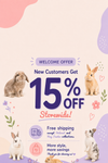 15% off welcome offer for new customers mobile banner with clear Shopify header space