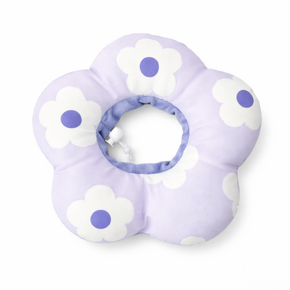 Soft Flower Rabbit Recovery Collar – Adjustable Water-Resistant Elizabeth Cone for Bunnies – Cute Purple Pet E-Collar for Post-Surgery Healing
