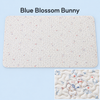 Blue Blossom Bunny quilted rabbit playpen mat with a pale blue bunny and floral pattern.