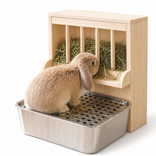 Wooden Rabbit Hay Feeder Standing Rack