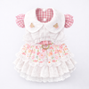 Cottagecore Floral Rabbit Harness Dress – Pink Gingham Bunny Vest with Lace Ruffles