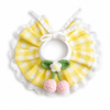 Cherry Blossom Gingham Bunny Bib Collar with Lace Trim - Cute Rabbit Neck Accessory - alternate product view