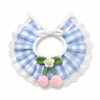 Cherry Blossom Gingham Bunny Bib Collar with Lace Trim - Cute Rabbit Neck Accessory - product photo