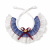 Elegant Lace Bunny Bib Collar - Blue Pleated Rabbit Neck Ruffle with Burgundy Bow - main product photo