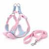 Bunny Harness and Leash Set • Blue Plaid Rabbit Vest with Pink Bow