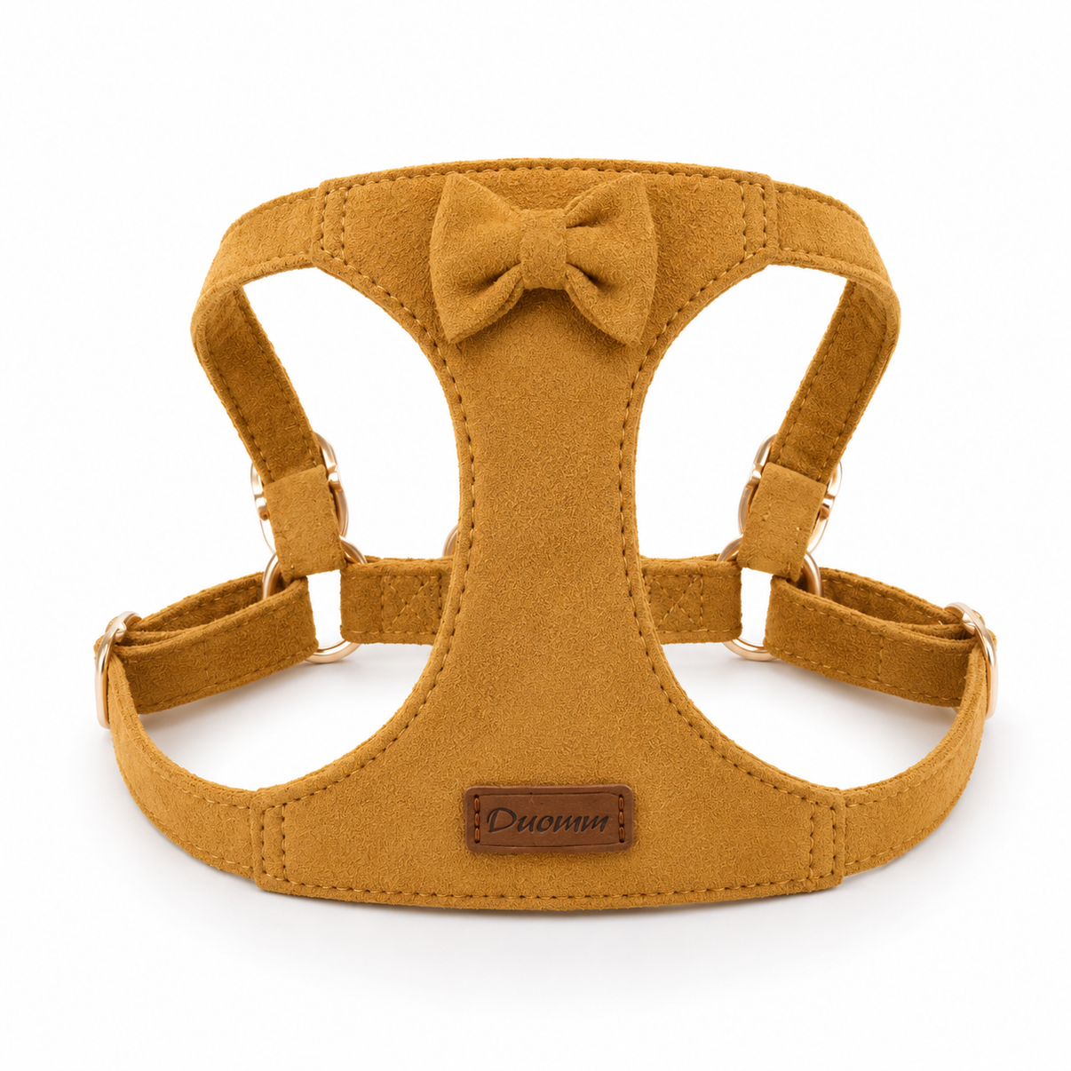 Soft Faux Suede Rabbit Harness Set with Bow - Adjustable Leash for Small Pets - alternate product view