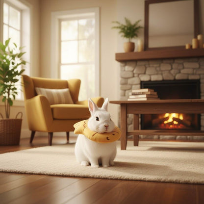 Cute Taiyaki Rabbit Recovery Collar – Soft Adjustable Elizabeth Cone for Bunnies & Small Pets – Water-Resistant & Lightweight