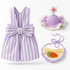 Striped rabbit dress and crochet flower hat outfit set for supervised bunny photos