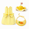 Striped rabbit dress and crochet flower hat outfit set for supervised bunny photos
