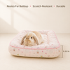 Pink Bunny washable rabbit bolster bed with rabbit, front view