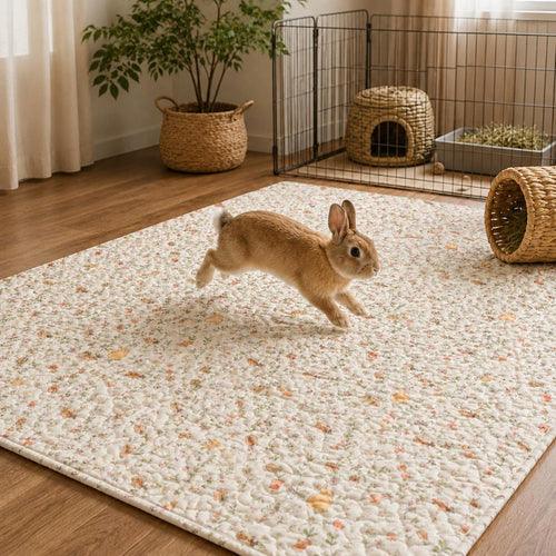 Quilted rabbit playpen mat product photo 1